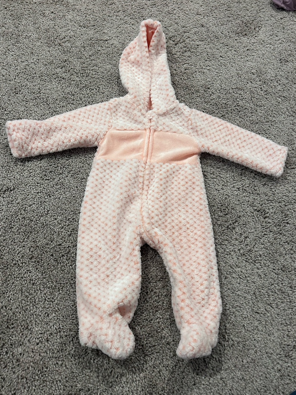 Cozy Hooded Pink Plush Baby One-Piece Footie